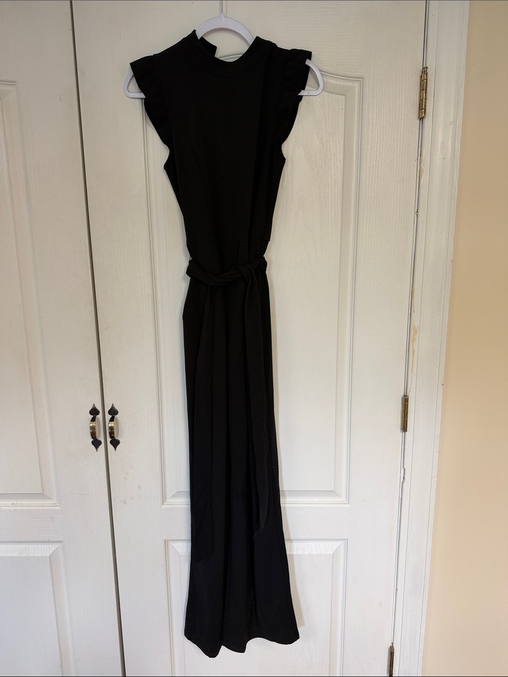 Sleeveless Black Jumpsuit with Waist Tie